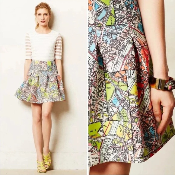 Anthropologie Maeve Neoprene Carte
Paris Colorful Map Skirt Women’s 14 - Picture 1 of 11